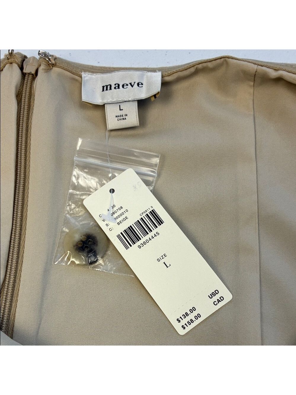 Maeve Strapless Pleated Trench Dress L Beige Mini Stretch Anthropologie NEW - Picture 10 of 11